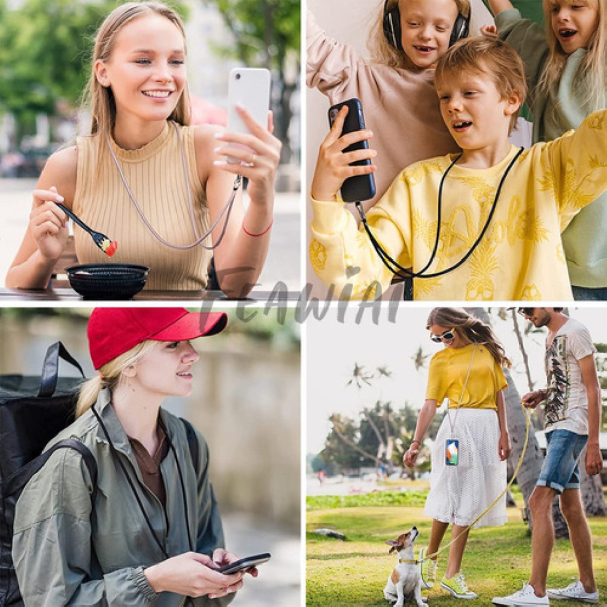 2pz Colgante Para Celular,correa Para Celular Ajustable NEGRO 