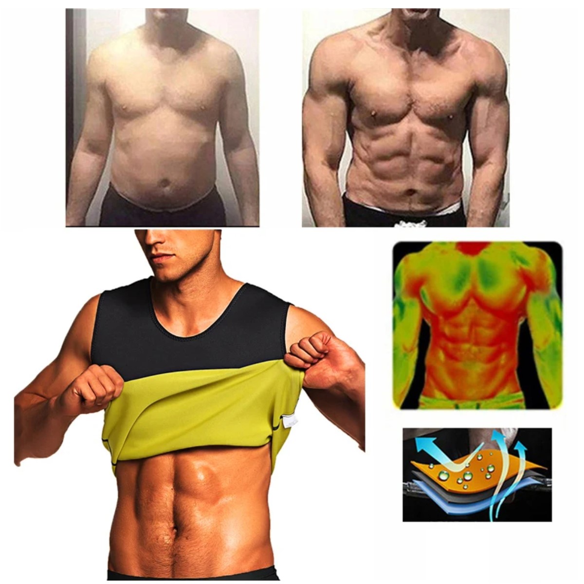 Chaleco sauna hombre entrenador cintura moldeadores cuerpo adelgazantes ropa interior quemar grasa
