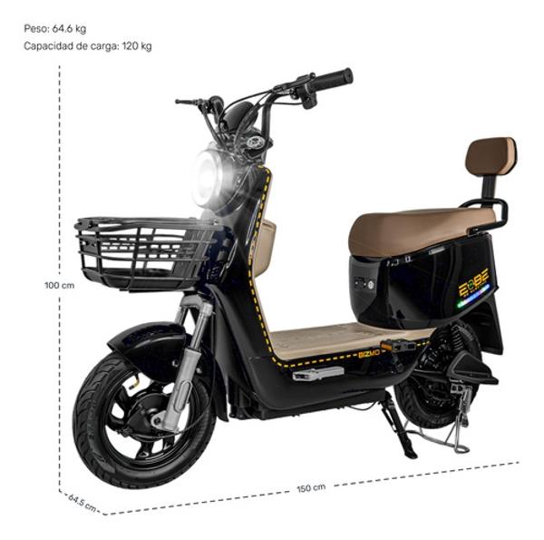 Bicicleta Electrica Luz Led Scooter 50 Km/h 3 Velocidades Café Bizmo