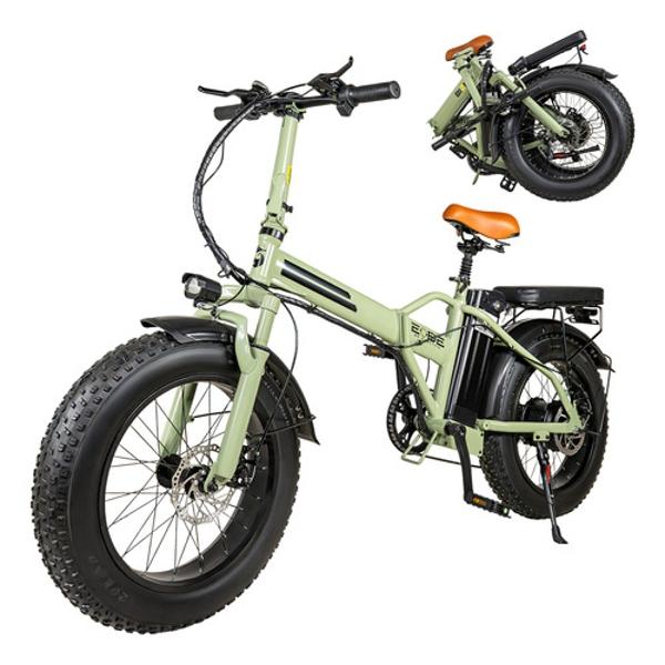 Bicicleta Electrica Plegable 48v 350v 7 Velocidades 32km/h Verde E-Be