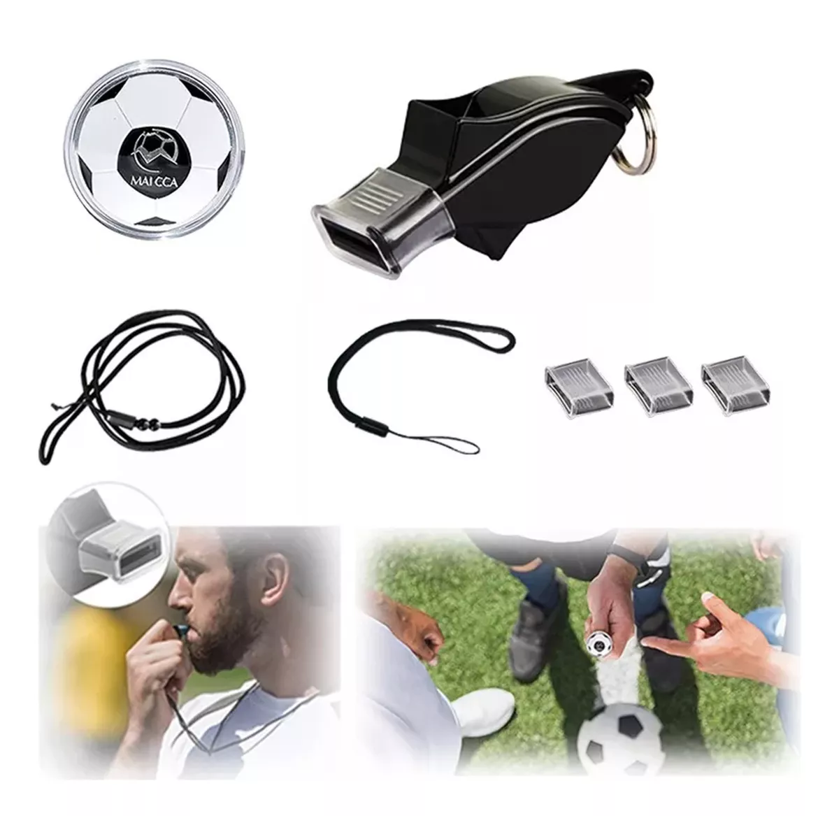 12 Pzs Silbatos Árbitro Deportivo Negro