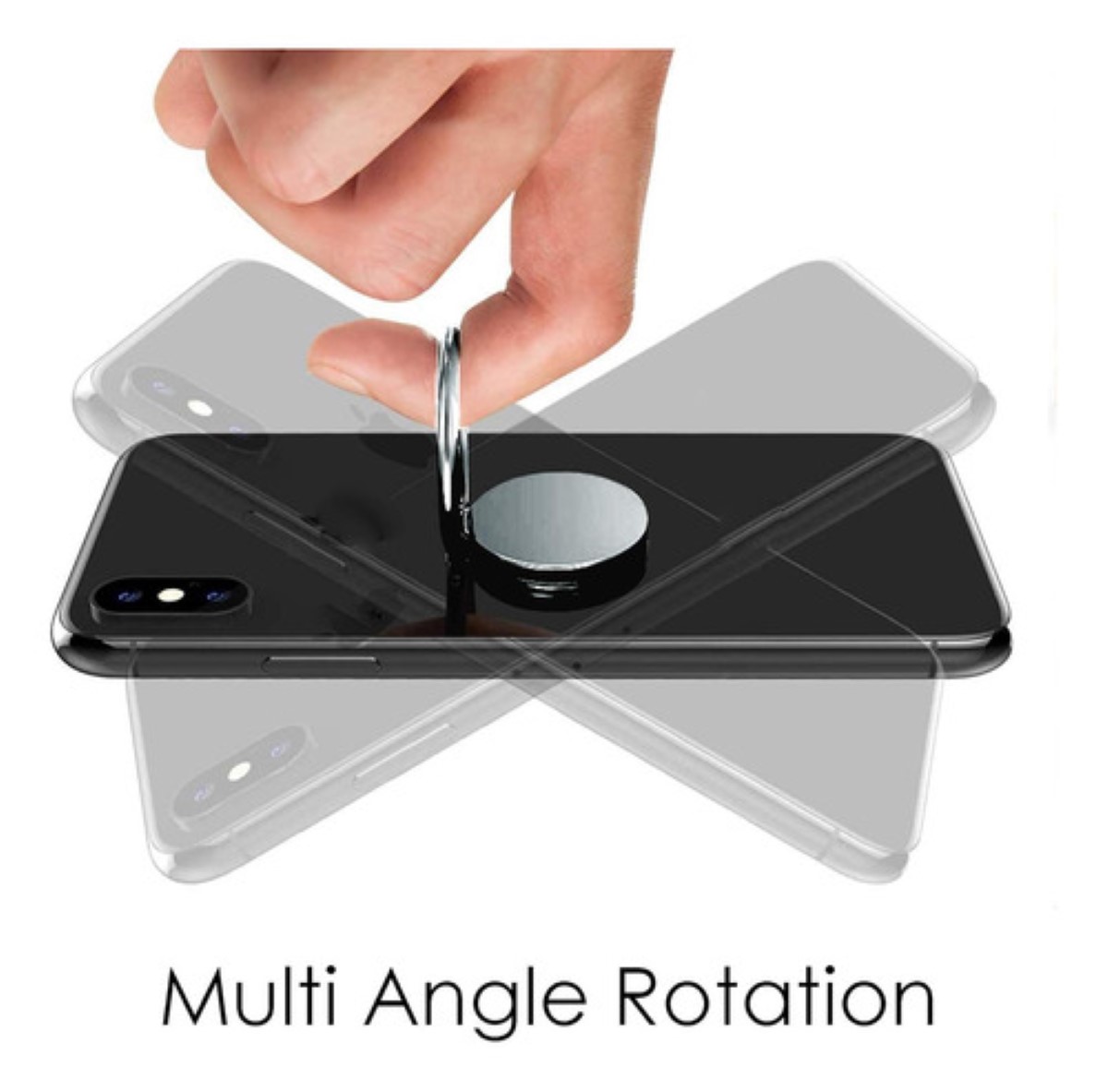 Anillo Holder Sujetador Metalico 360° Giratorio Para Celular GRIS NEGRO