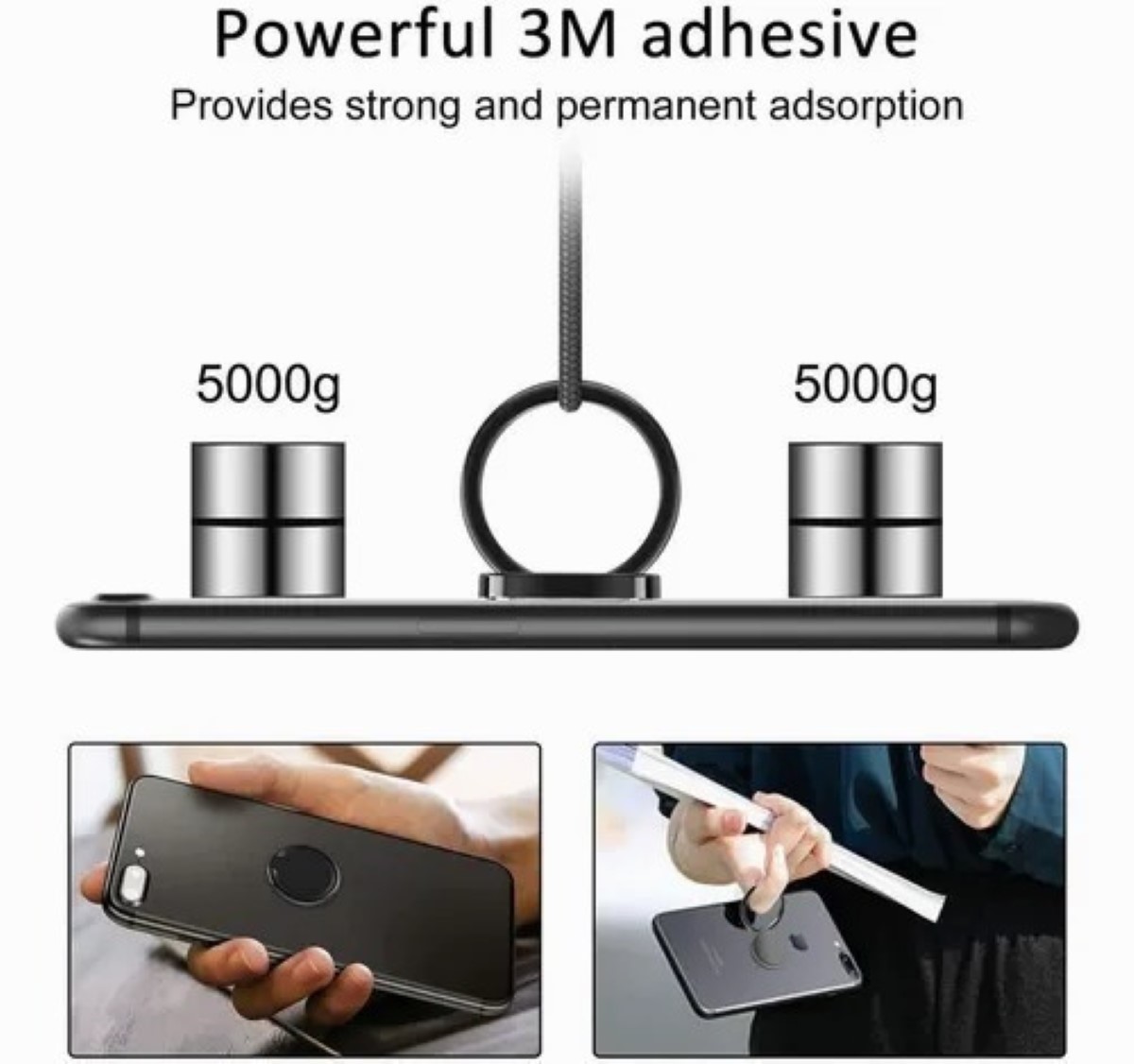 Anillo Holder Sujetador Metalico 360° Giratorio Para Celular GRIS NEGRO