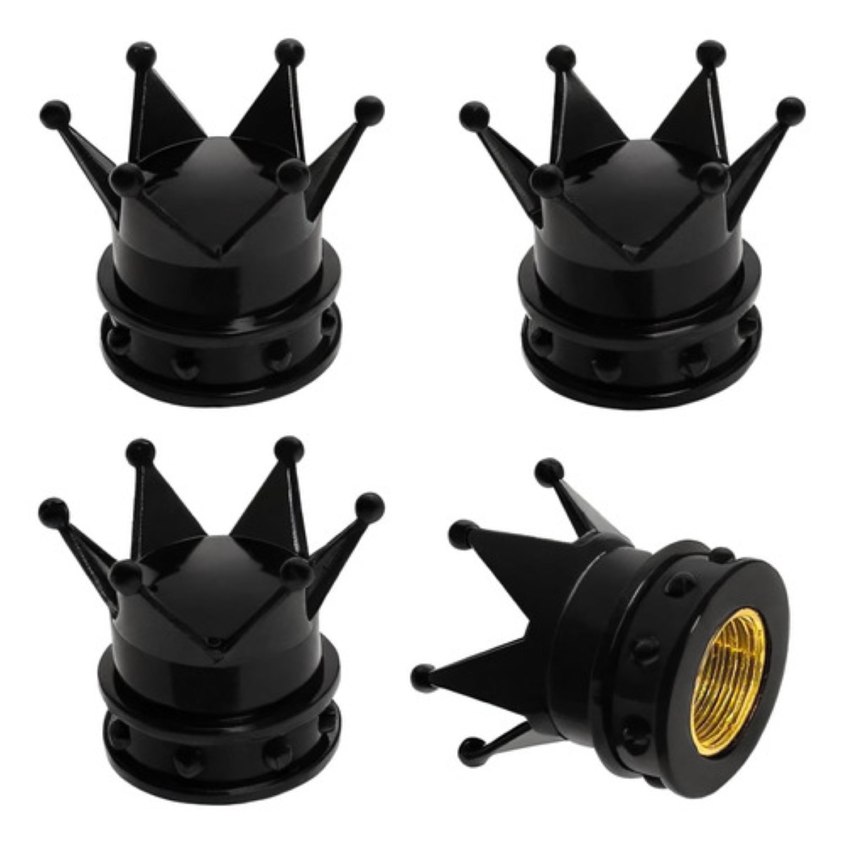 4 Pcs Coronas Cubre Válvula Tapón Pivote NEGRO