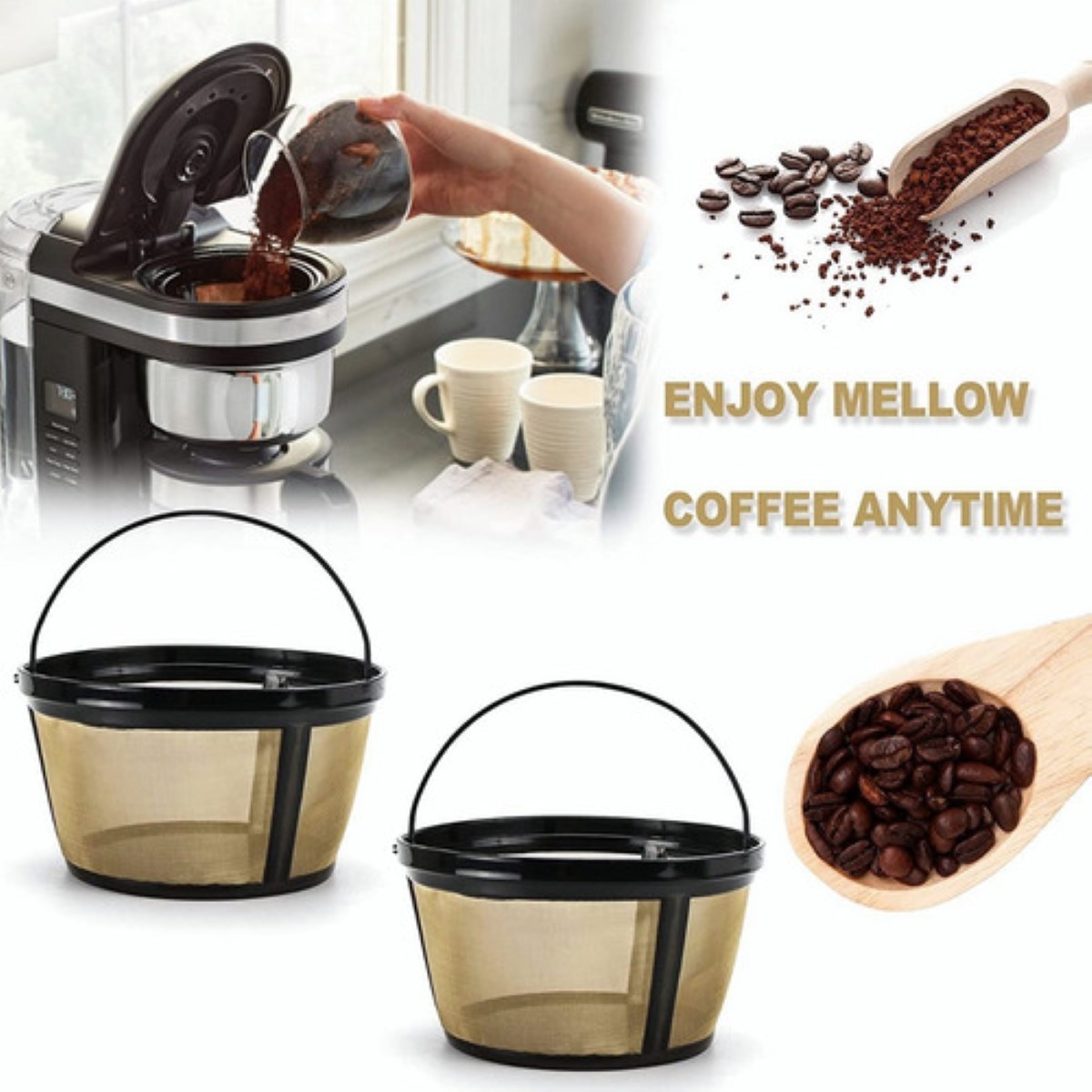 Filtro Canasta Para Cafeteras De 10 A 12 Tazas NEGRO CAFE 