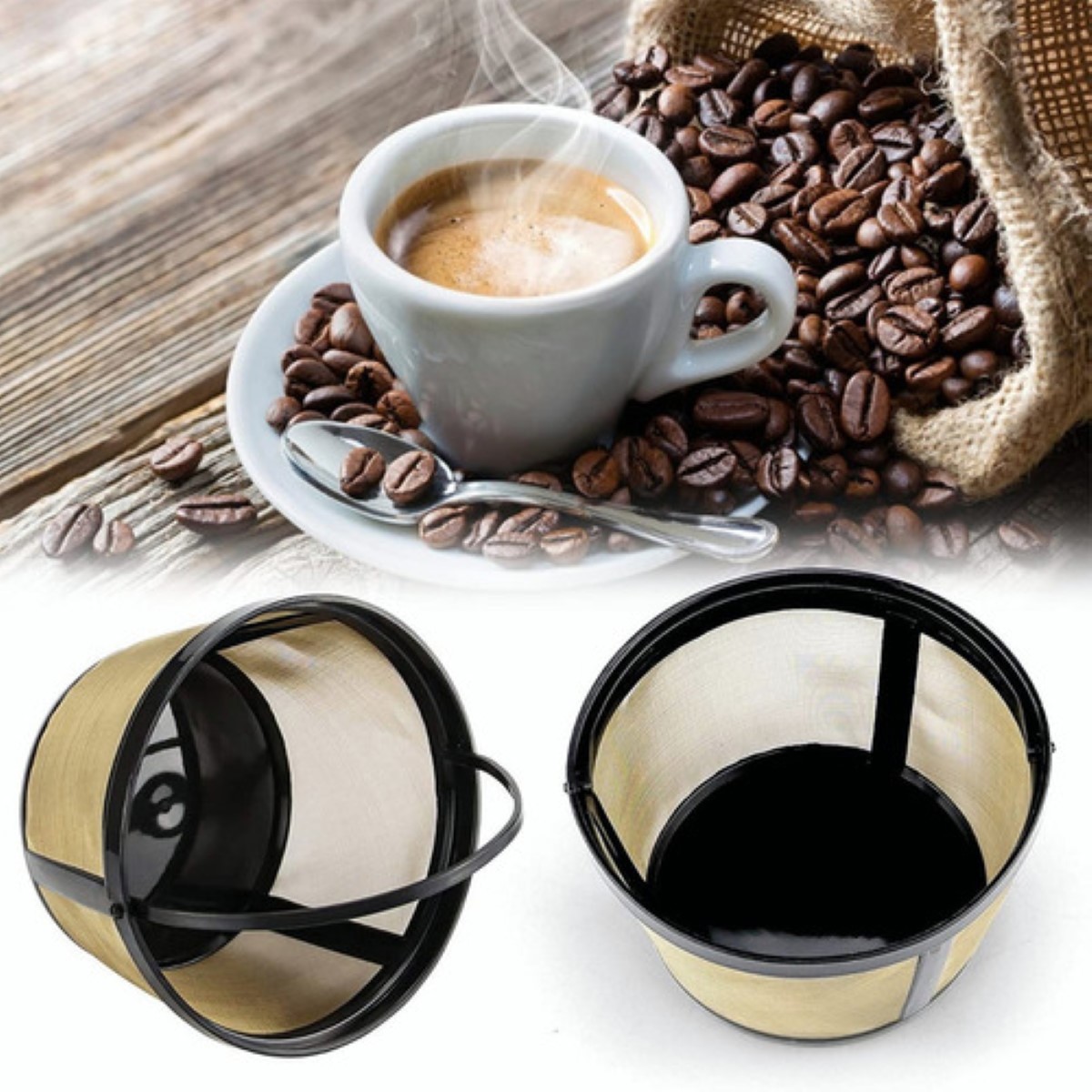 Filtro Canasta Para Cafeteras De 10 A 12 Tazas NEGRO CAFE 