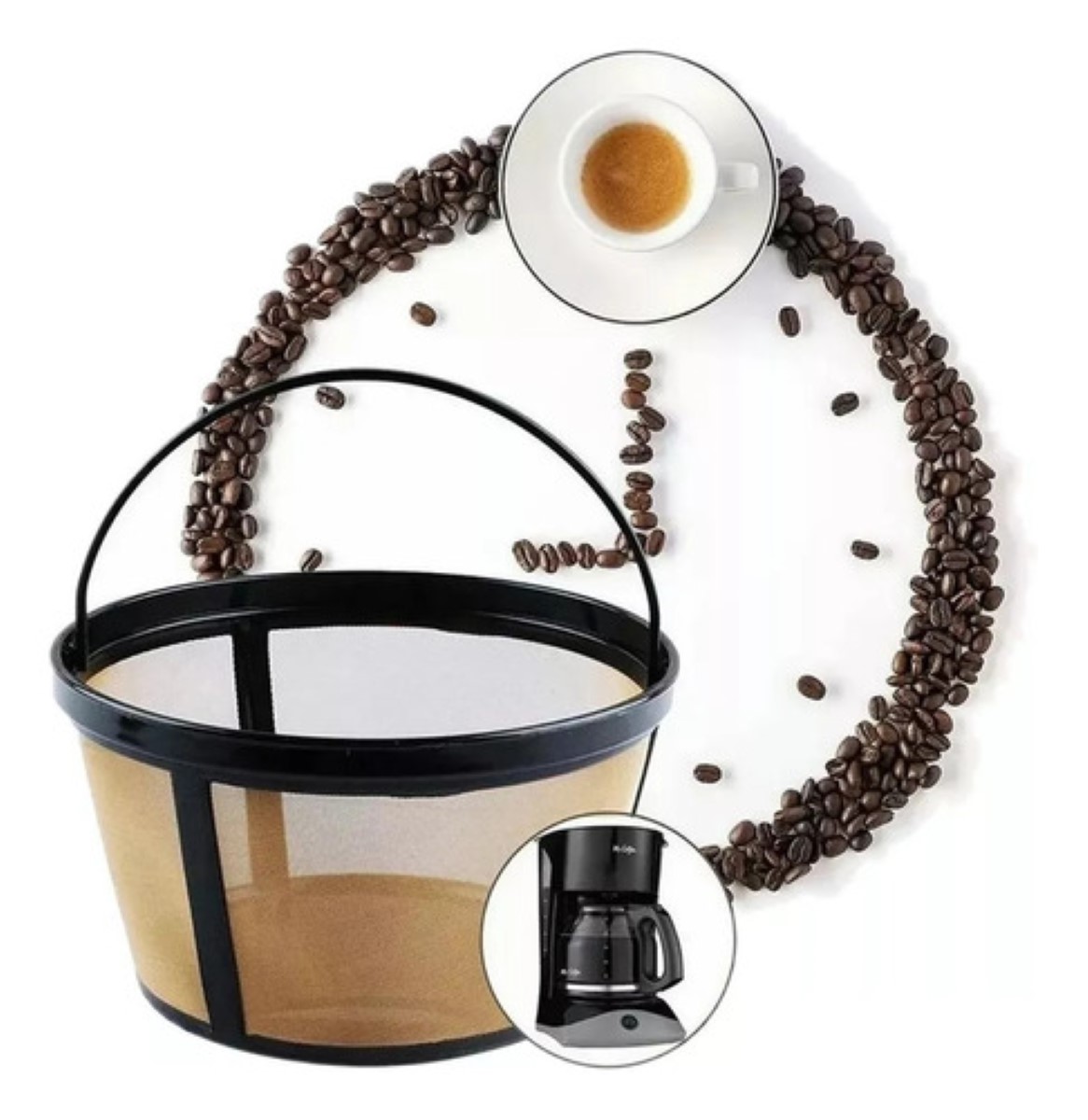 Filtro Canasta Para Cafeteras De 10 A 12 Tazas NEGRO CAFE 