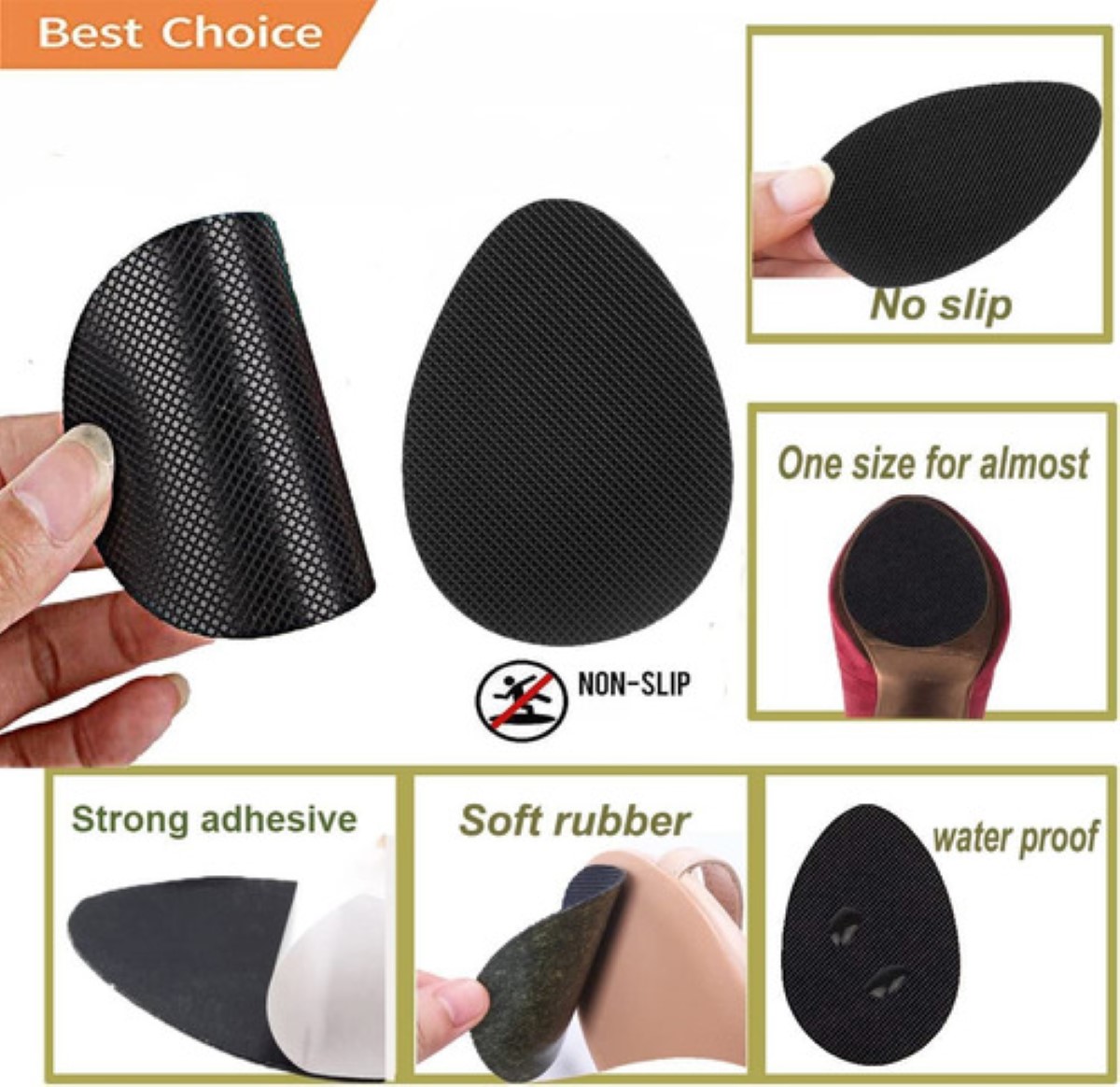 30pcs Protector Suela Goma Antideslizante Para Tacones Altos NEGRO