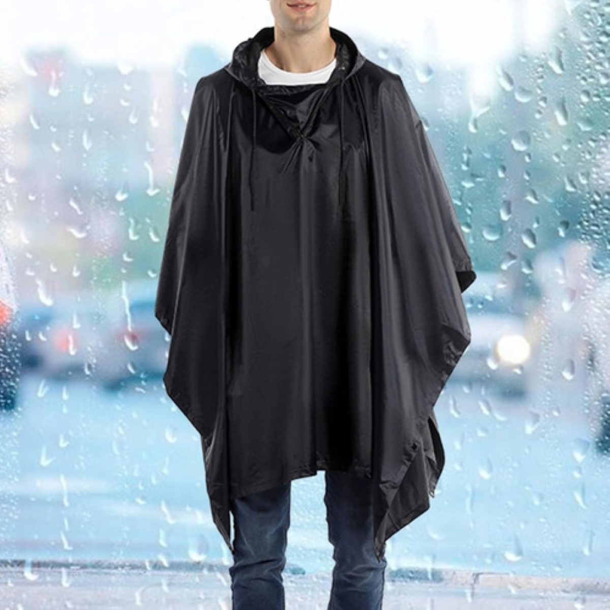 Capas Impermeable Poncho Para Hombre Mujer Dama Muy Duradero NEGROO