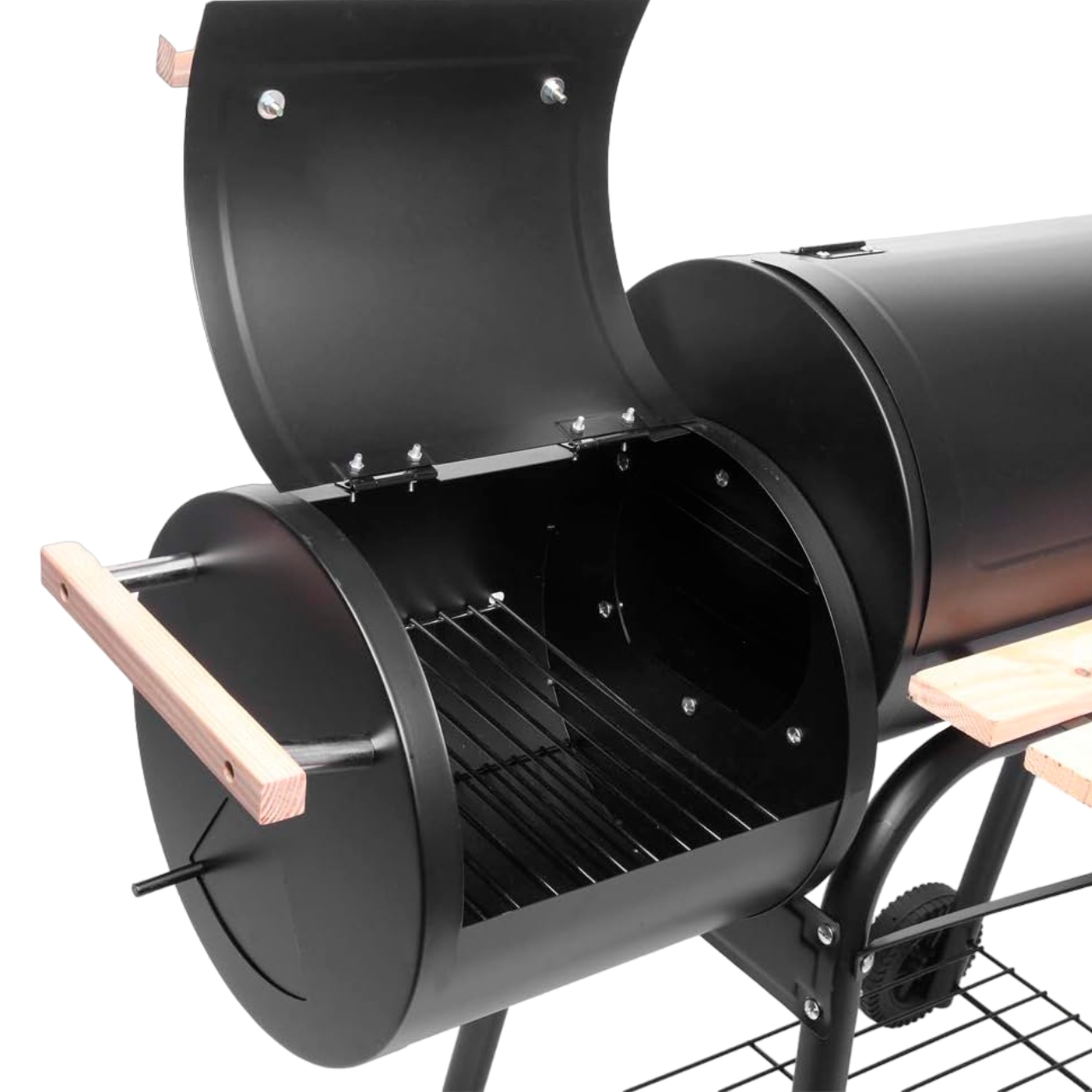 Asador para Carbón Premium Tipo Barril con Llantas Transportadoras con Termómetro de Acero Inoxidable Bluelander 