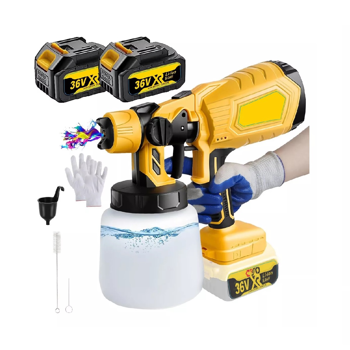 Pistolas Para Pintar Eléctrica Inalámbrico Pintar Gravedad Color Amarillo