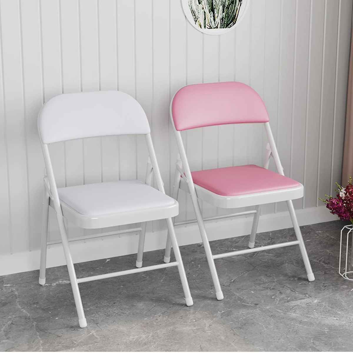 Set De 6 Sillas Plegables Ilios Innova Acojinadas Color Rosa