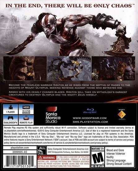 God Of War 3 Remastered Para Ps4 - Game Center