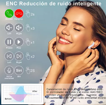 Audifonos Inálambricos in-ear Keluona Air31 T6 Negro Auriculares con Luz Azul LED