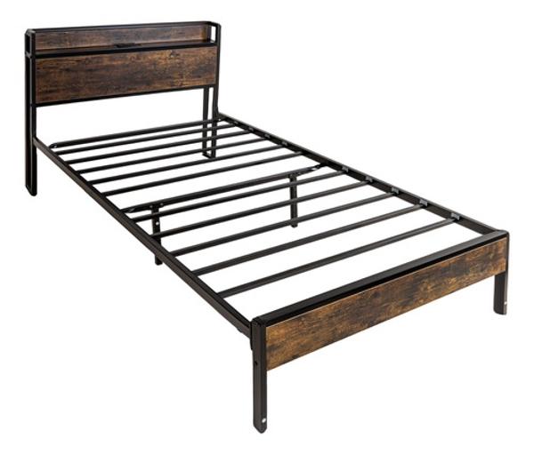 Base Cama Individual Usb Country Tipo Madera Moderna Houzer