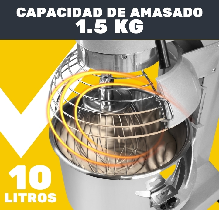 Batidora Industrial 10 Lts Planetaria 1 Velocidad Mezcladora Electrica Cocina