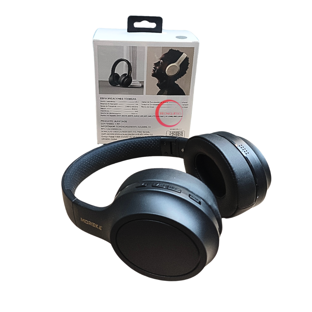 Audífonos Bluetooth 5.4 Moreka con Cancelación de Ruido y 19 Horas de Duración
