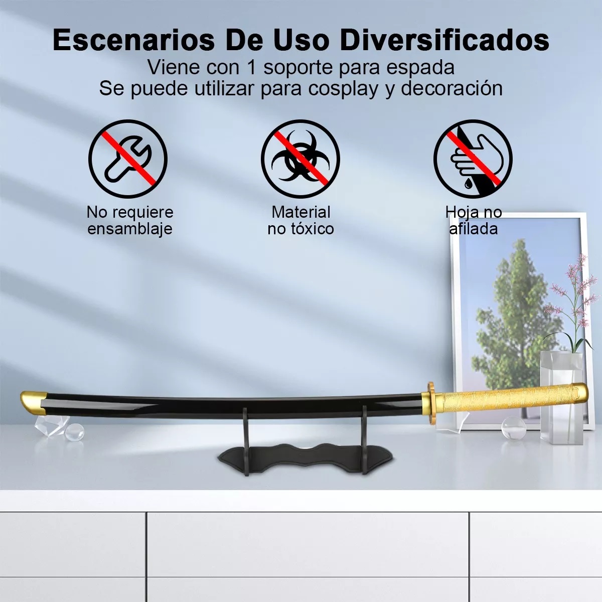 Katana De Madera Demon Slayer 104cm Kit Espada+portacuchilla Negro