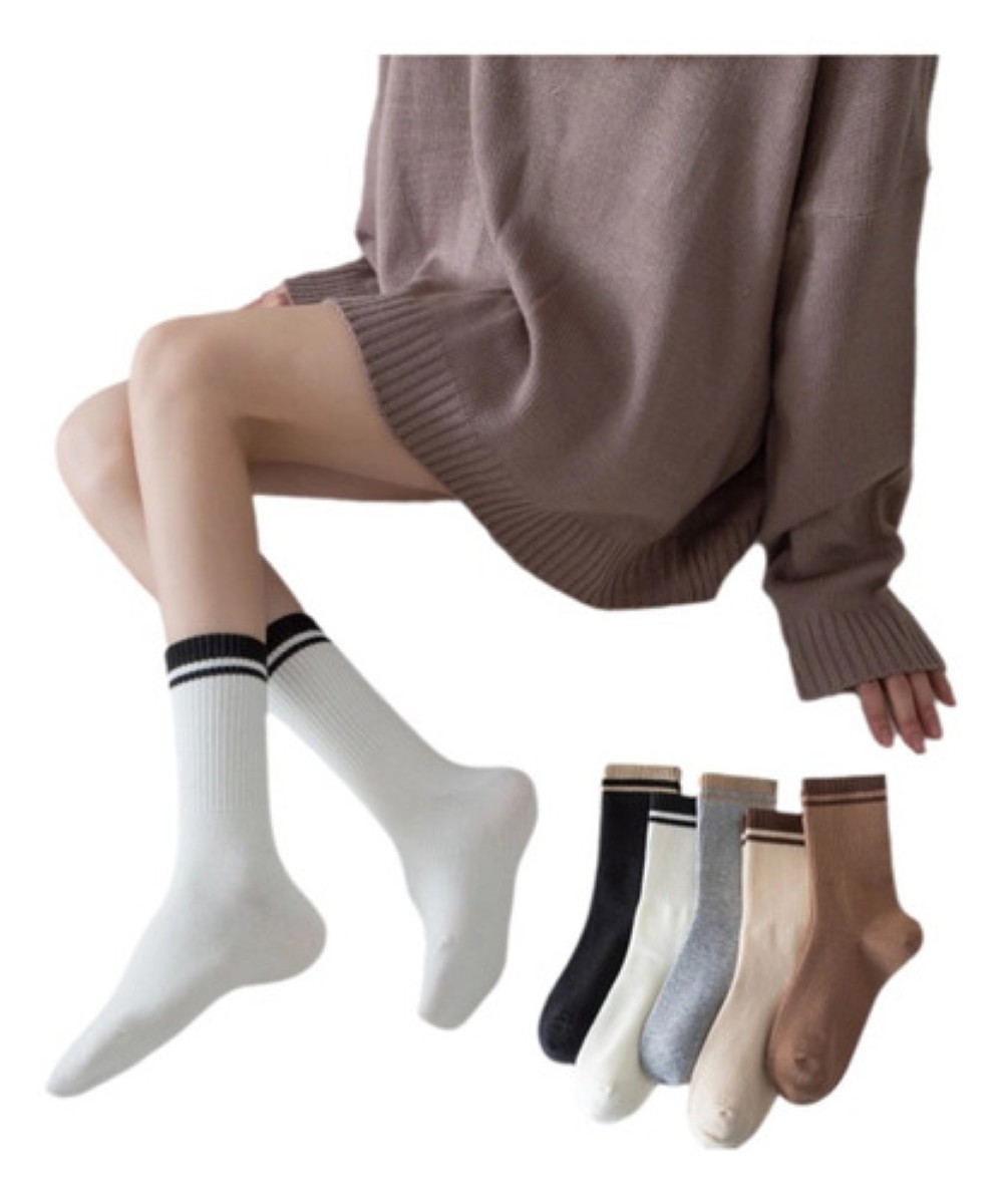 5 Pares De Calcetines Moda Calcetas Deportivas Para Mujer colores