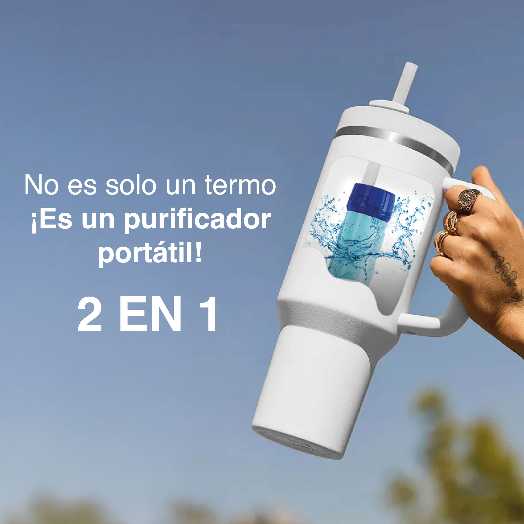 El termo filtro purificador de agua portátil y urbano 1.2 lts eco rosa
