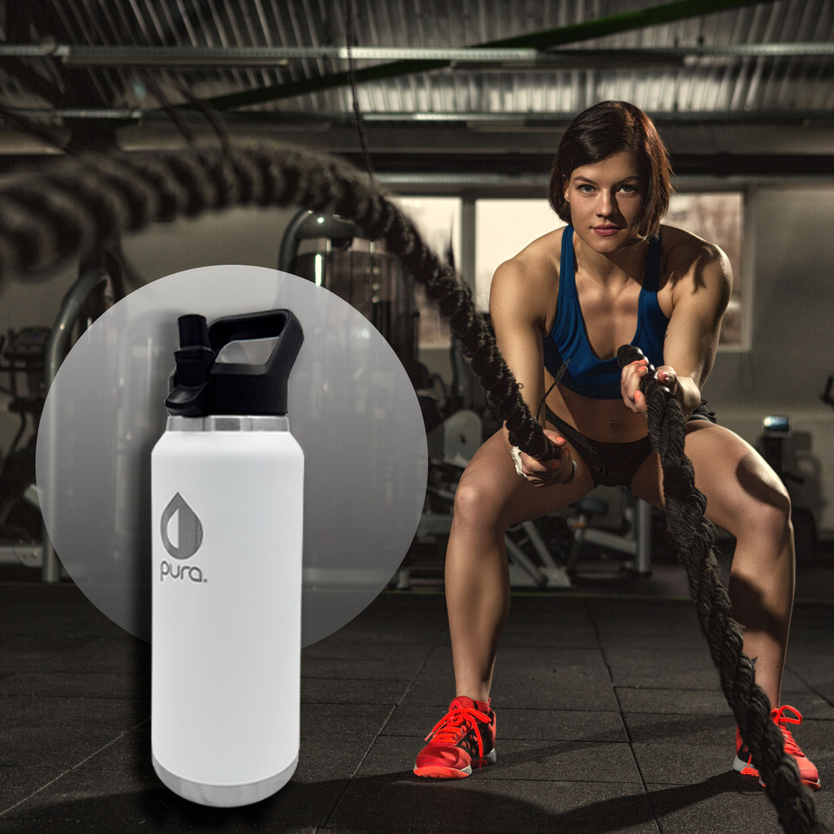 Termo PURA Sport Térmico 1.2lts con Purificador Agua Acero Rosa