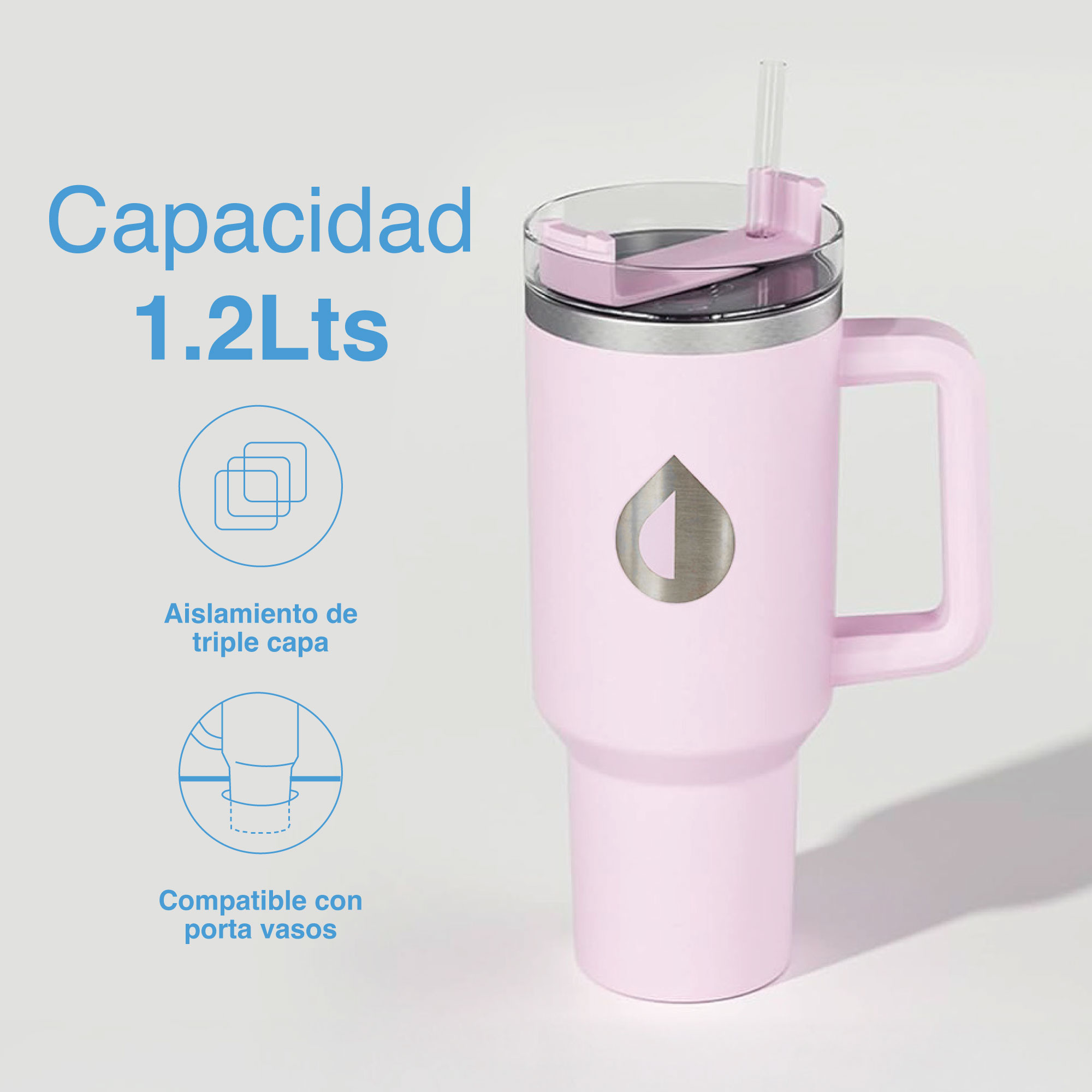 El termo filtro purificador de agua portátil y urbano 1.2 lts eco rosa