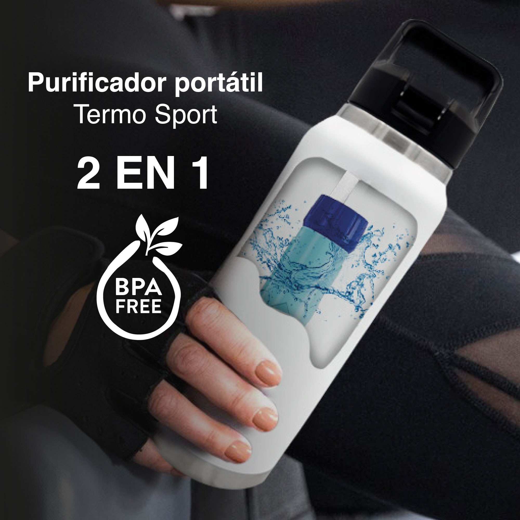 Termo PURA Sport Térmico 1.2lts con Purificador Agua Acero Rosa
