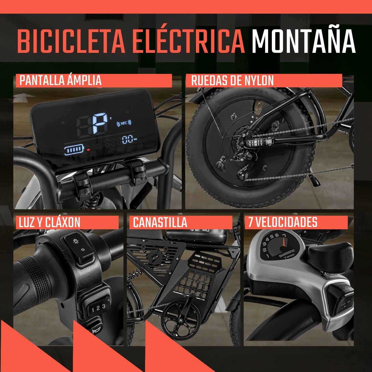 Bicicleta Electrica Rocket 7 Vel Montaña 52km/h Todo Terreno