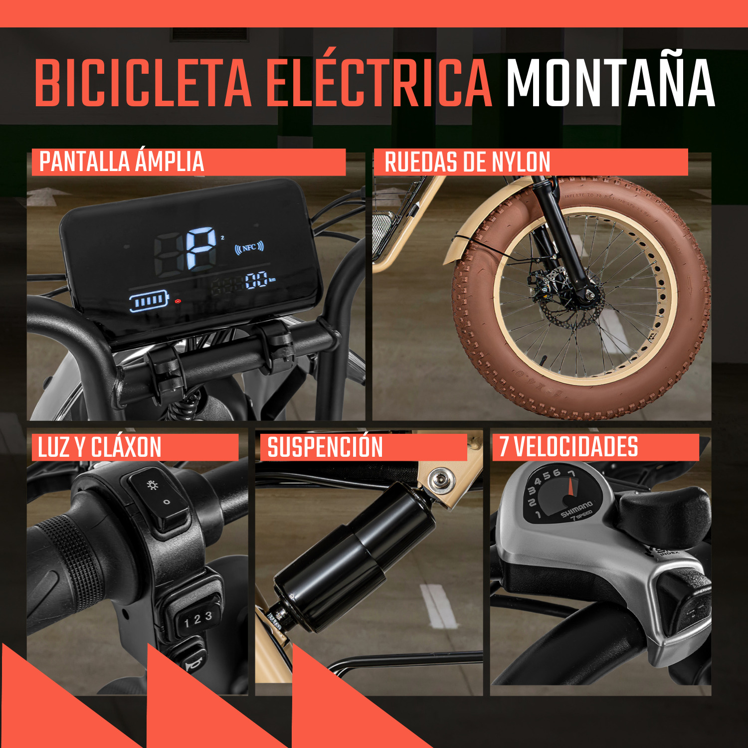 Bicicleta Electrica Rocket 7 Vel Montaña 41km/h Todo Terreno