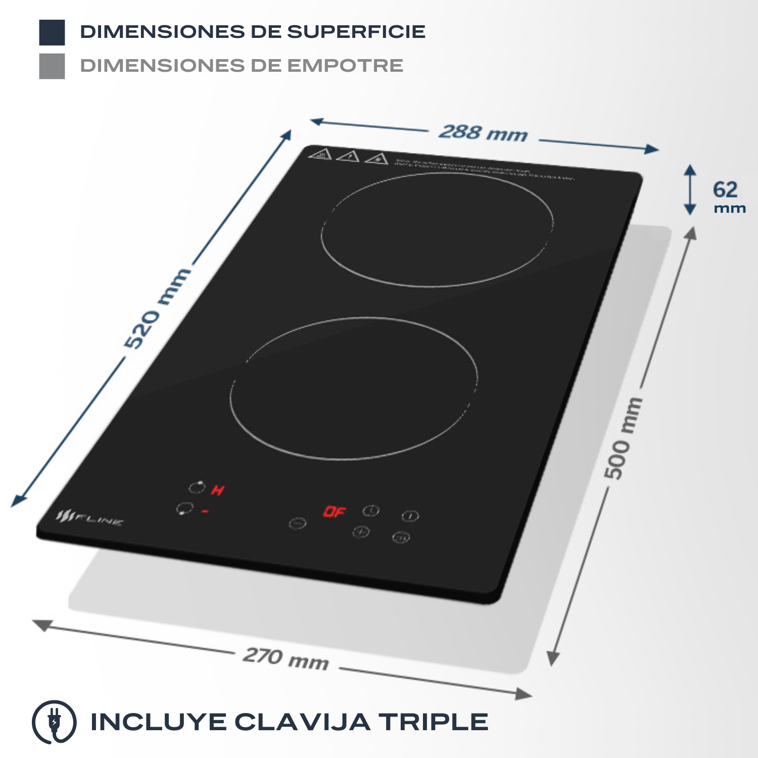 Parrilla de Inducción Magnética Empotrable 2 Quemadores 1500W 110v | Belfast  2