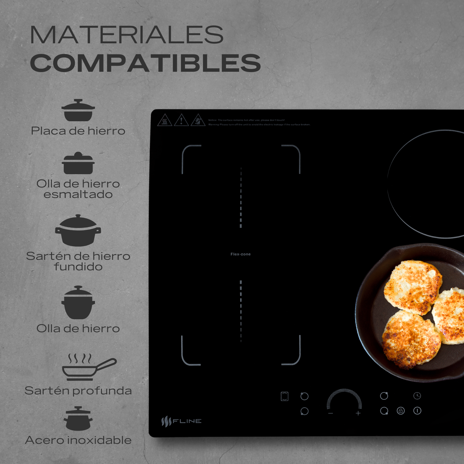 Parrilla de Inducción Magnética Empotrable 4 Quemadores 4500W 110v  Belfast  4