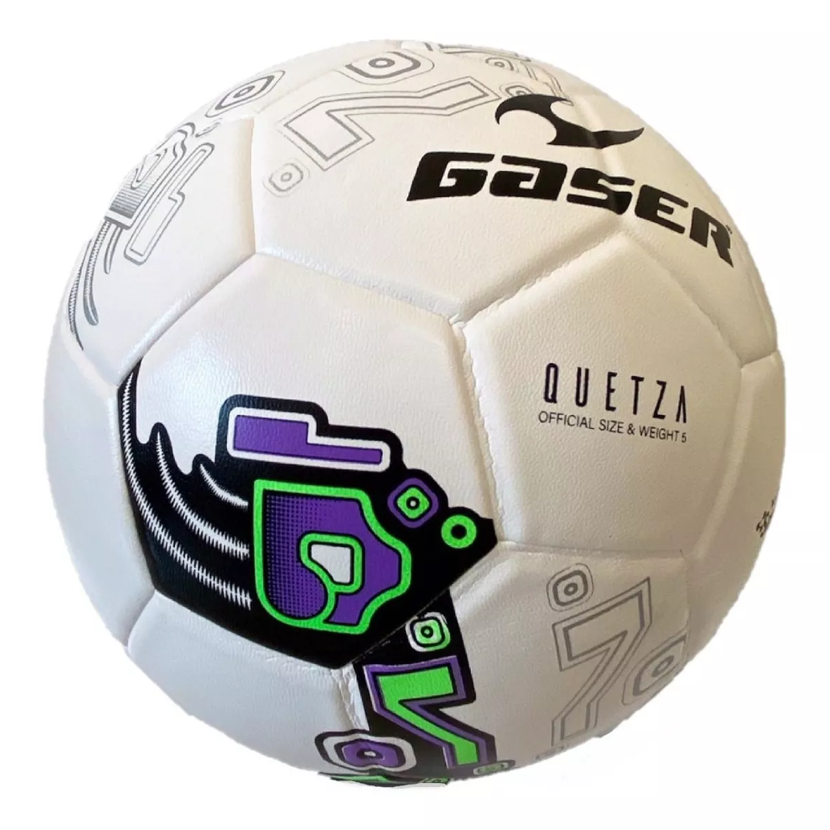 Pelota de fútbol Gaser Quetza nº 5 color blanco, negro y violeta