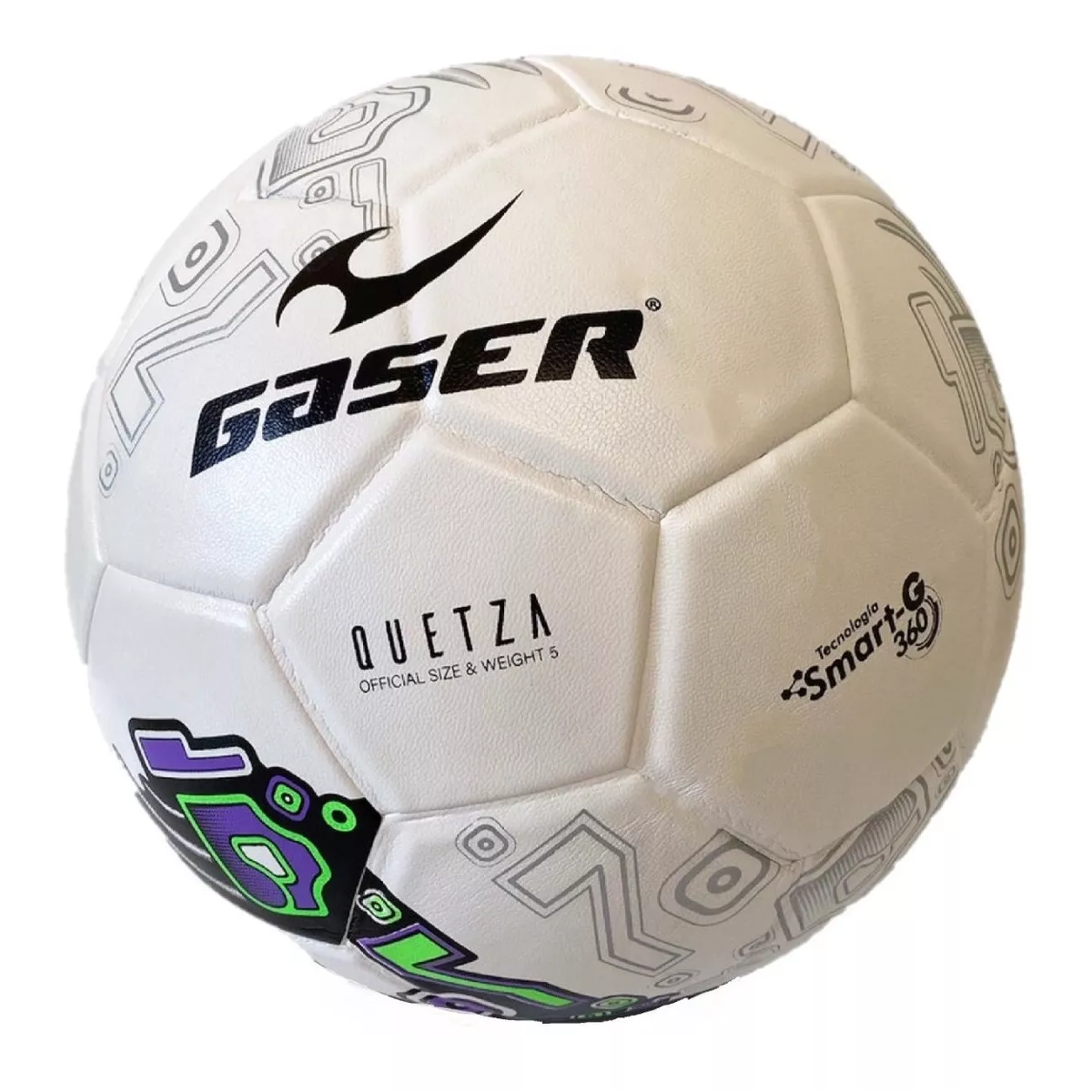 Pelota de fútbol Gaser Quetza nº 5 color blanco, negro y violeta