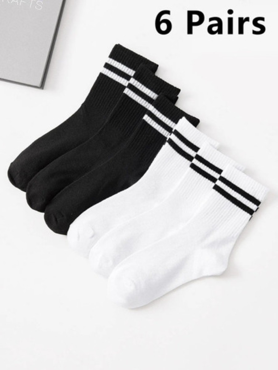 Calcetas Mujer Hombre Algodón Calcetines Deportivo 6 Pares 3 Negro 3 Blanco 22.5MX-27MX