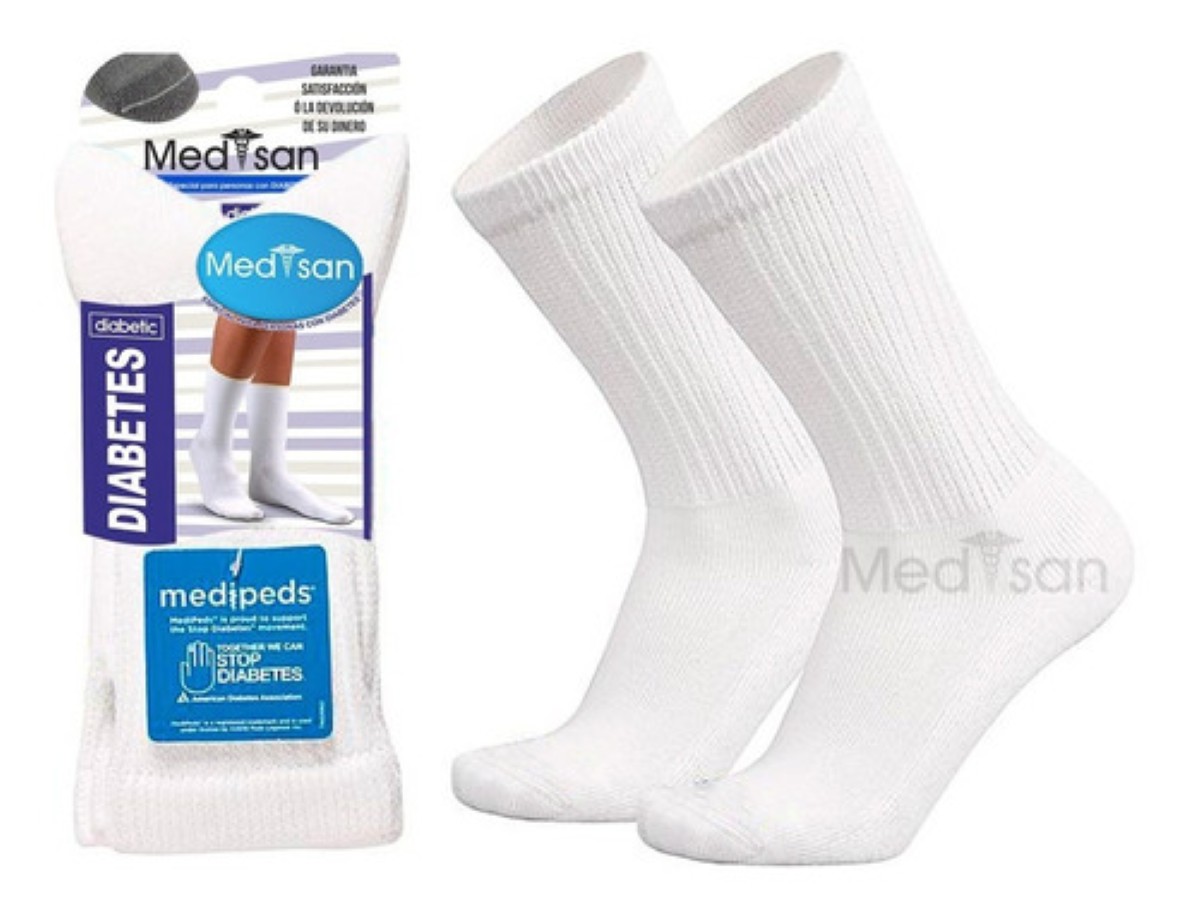 Calcetines Para Pie Diabetico 100% Algodon 6 Pares blanco CABALLERO 26-30 CM DE PIE
