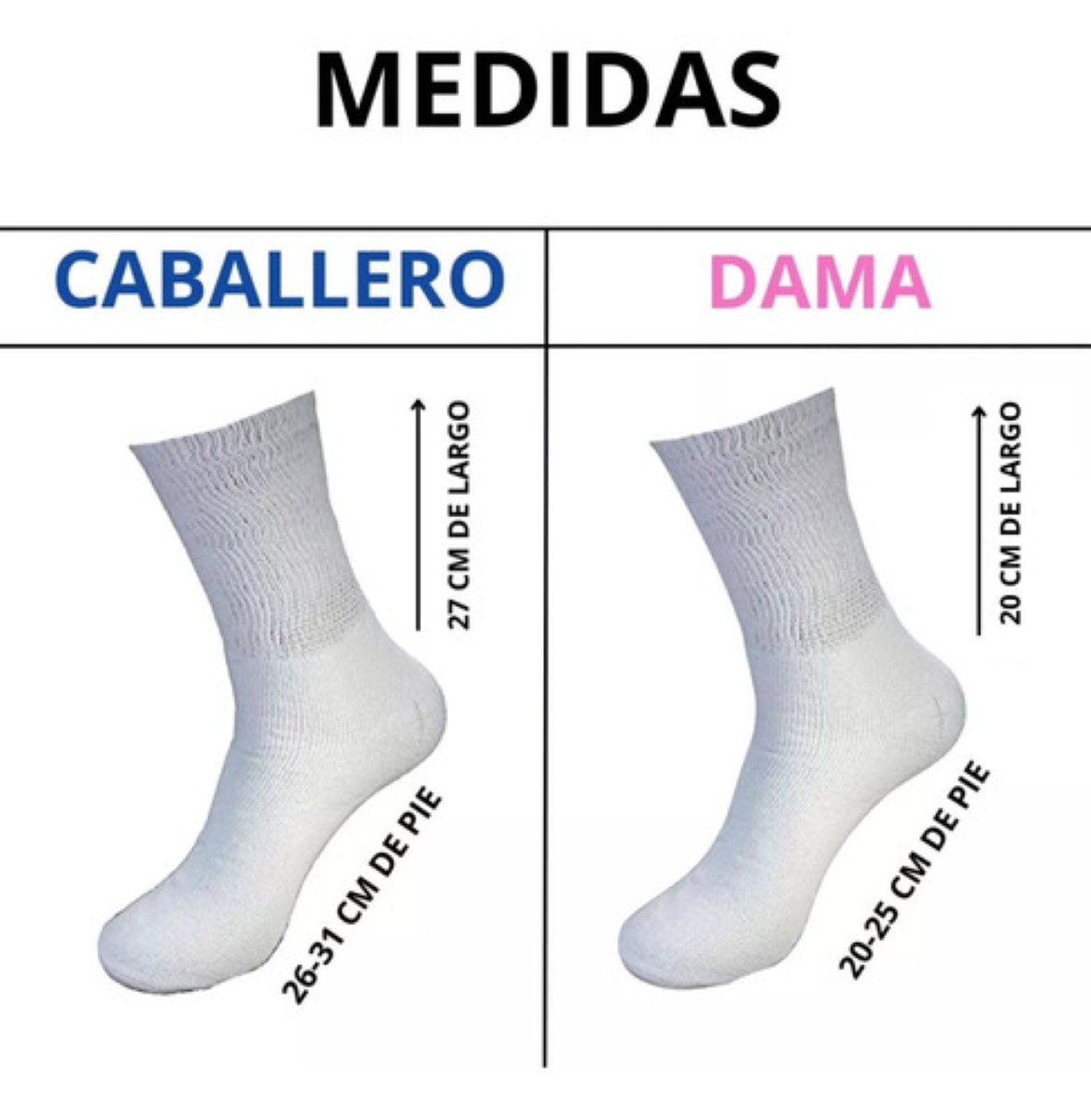 Calcetín 12 Pares Pie Diabético Extra Grande 28-32 Cm D Pie Surtido (Blanco,negro,gris) caballero