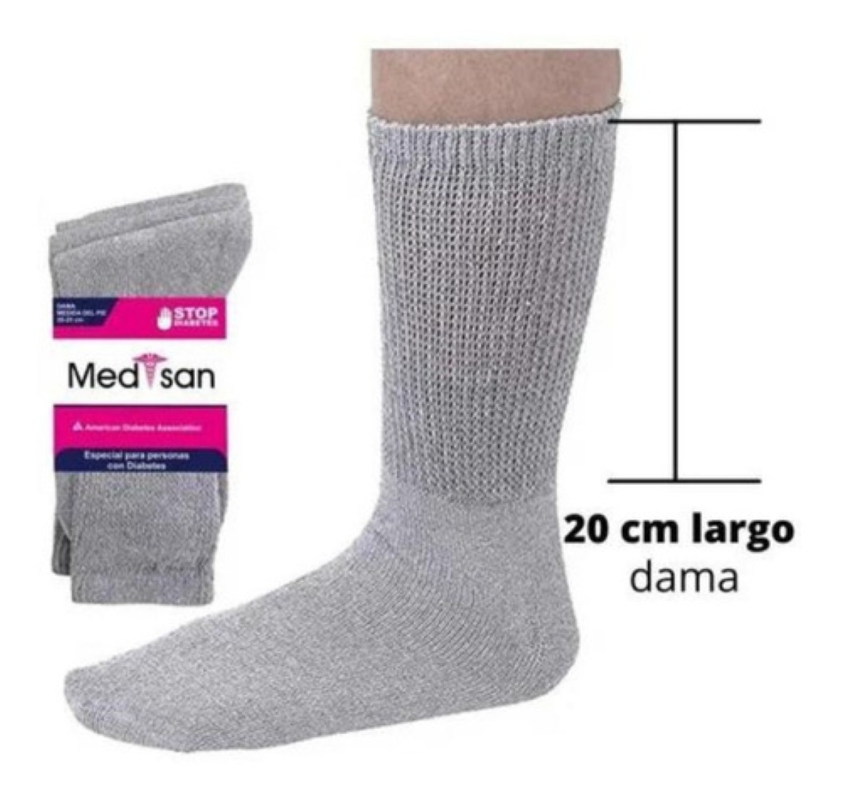 12 Pares De Calcetin Caballero Pie Diabetico Grueso Gris claroDAMA 20-25 CM DE PIE