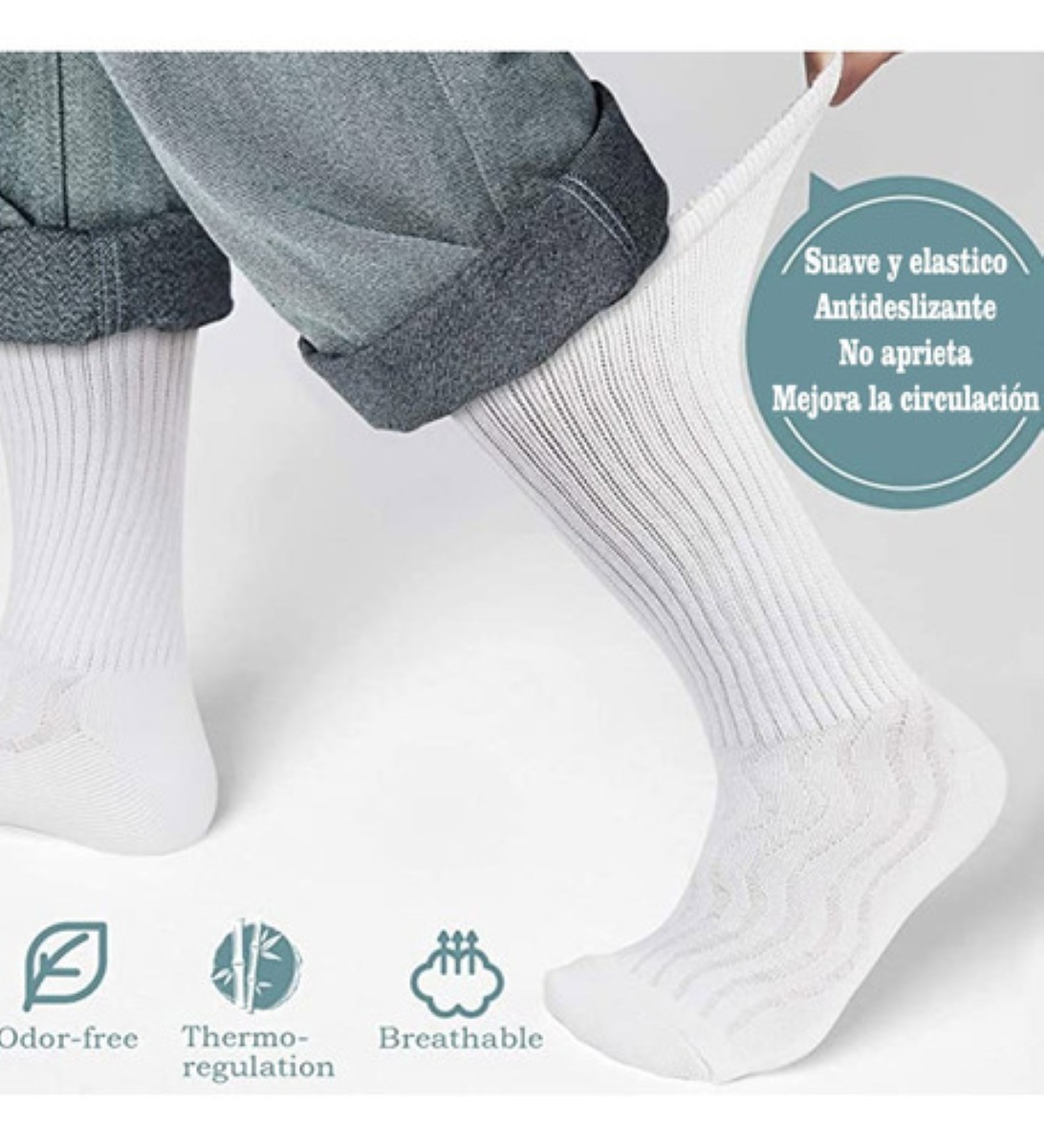 12 Pares De Calcetin Caballero Pie Diabetico Grueso Gris claroDAMA 20-25 CM DE PIE