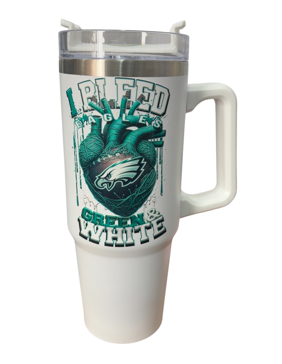 Termo de acero inoxidable Fartmex color blanco NFL Philadelphia Eagles 30 Oz
