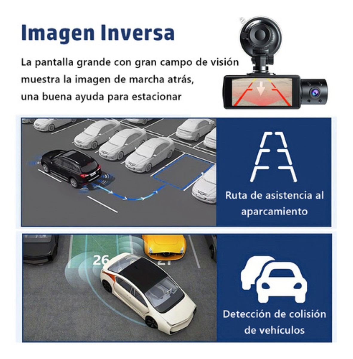 Cámara Para Automóvil Hd 1080p 3 En 1 Wi-fi Incorporado NEGRO