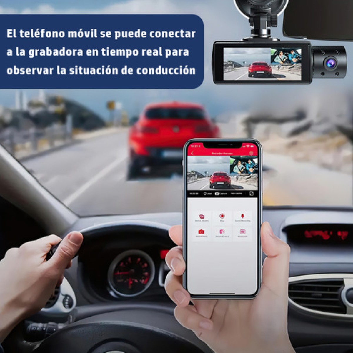 Cámara Para Automóvil Hd 1080p 3 En 1 Wi-fi Incorporado NEGRO
