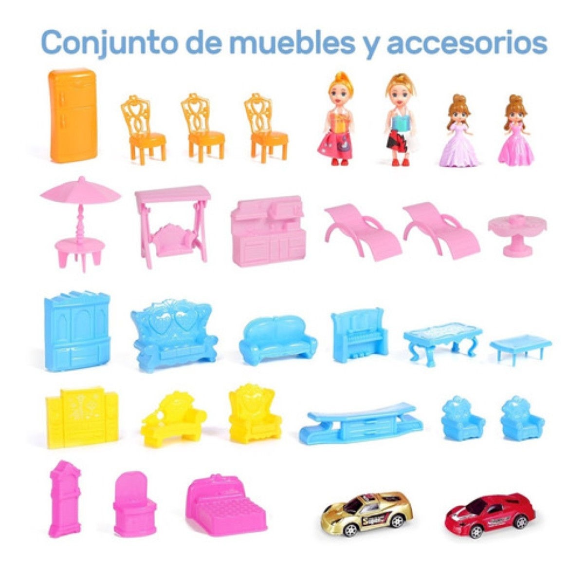 Casa De Muñecas Con Luces Para Niñas Casita De Muñecas ROSA
