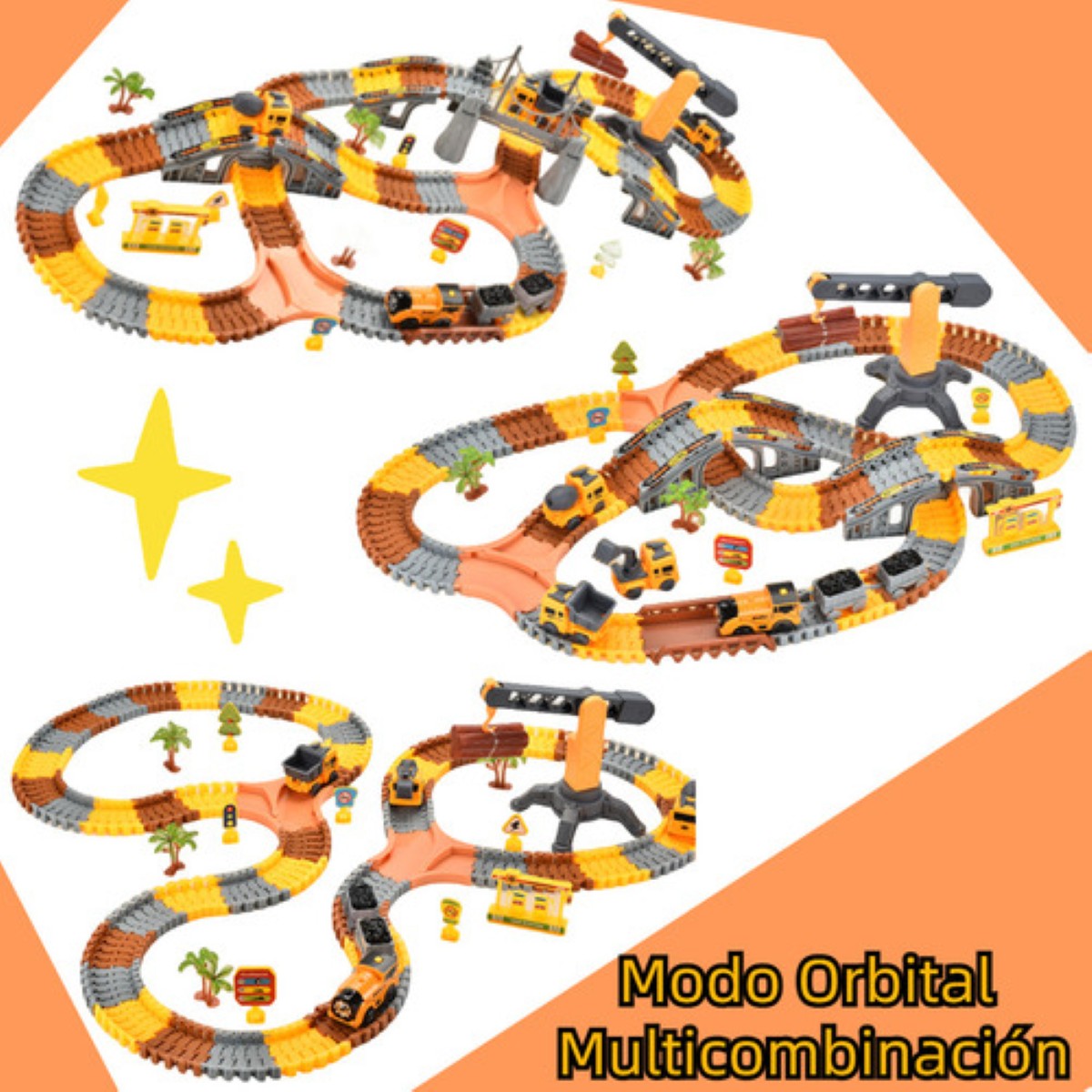 Pista Carreras Juguetes De Construcción Para Niños 281 Pieza AMARILLO CAFE 