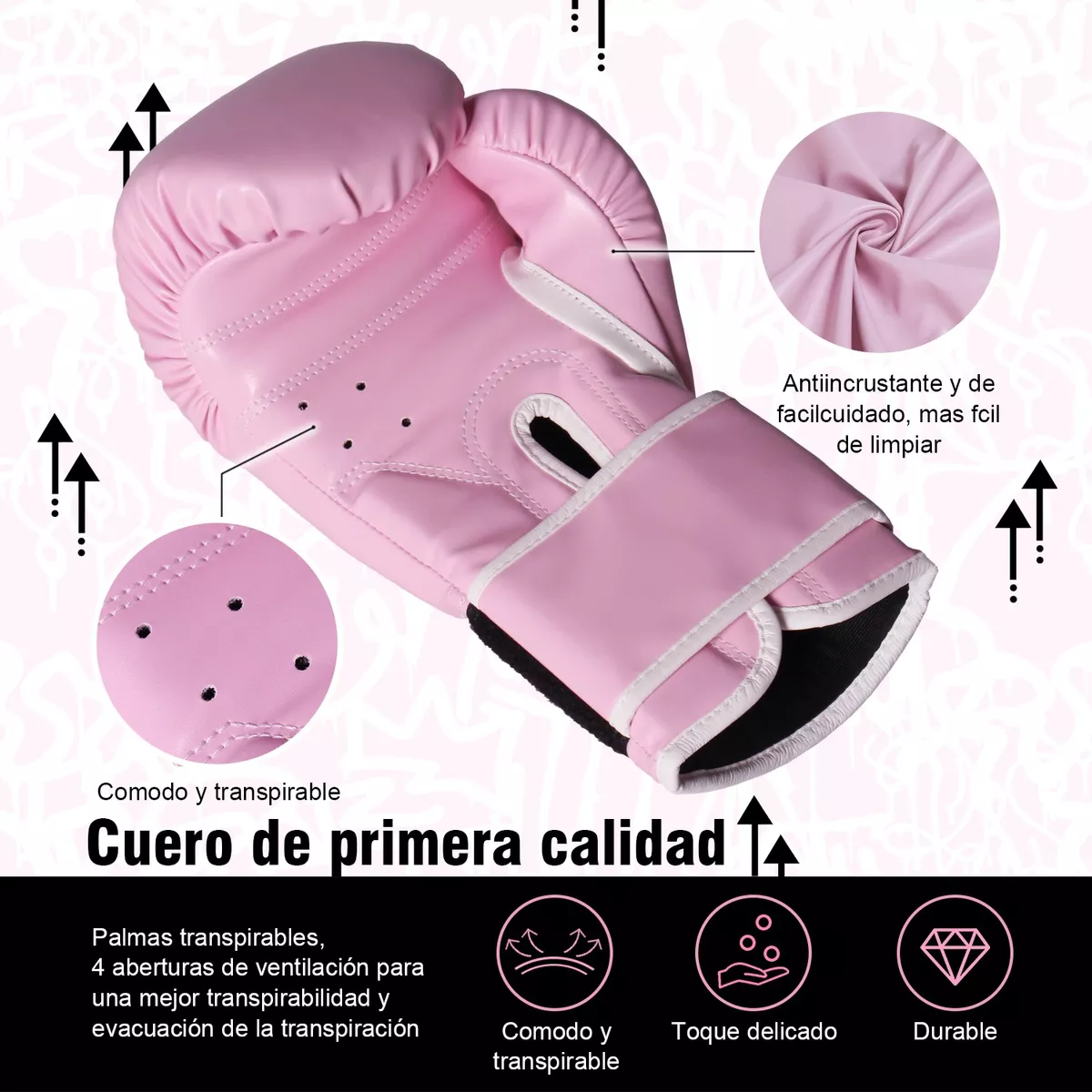 Guantes De Box Velcro Rosa 12oz