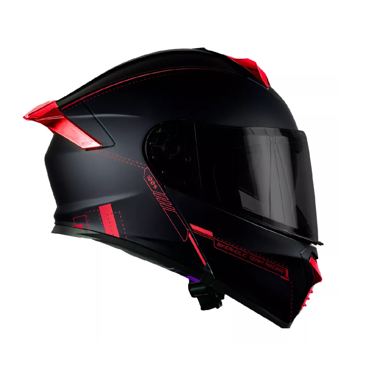 Casco Kov Thunder Racing Abatible Rojo Mica Humo Con Alerón Talla: M
