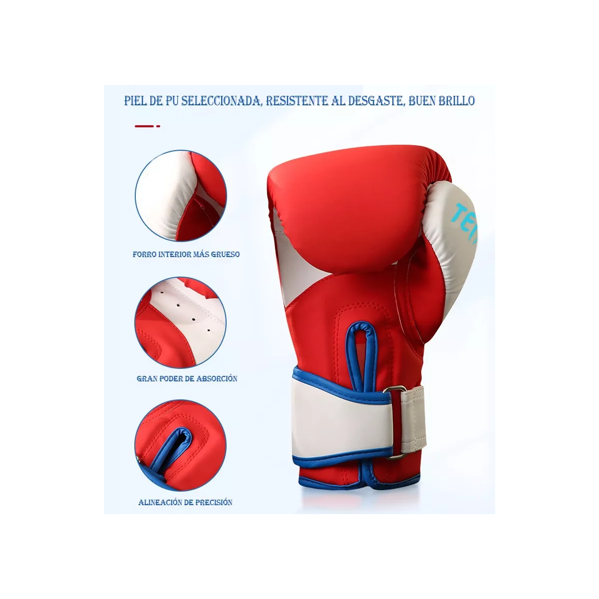 Pack Combo Guantes De Boxeo Espesos Talla:16oz Rojo