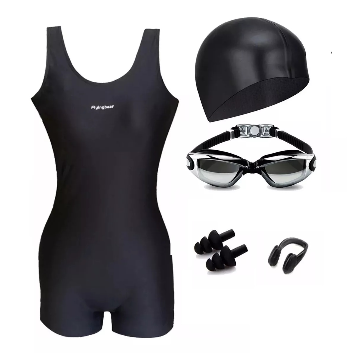 Traje De Baño Deportivo Mujer Natación Lycra+gorra Y Goggles Talla: XXL