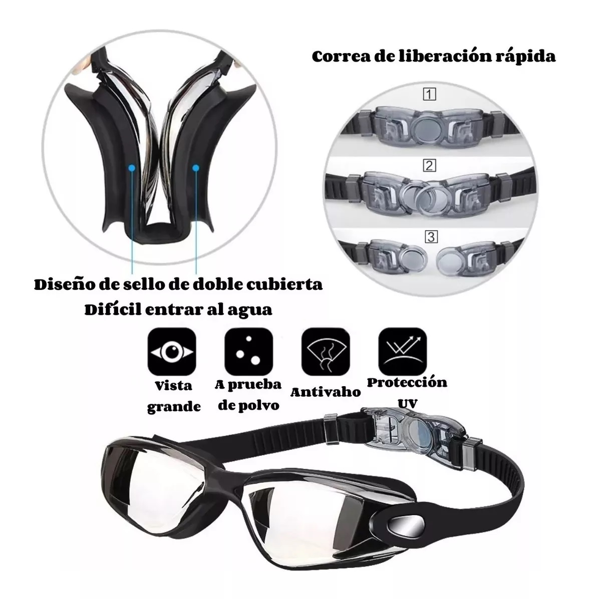 Traje De Baño Deportivo Mujer Natación Lycra+gorra Y Goggles Talla: XXL