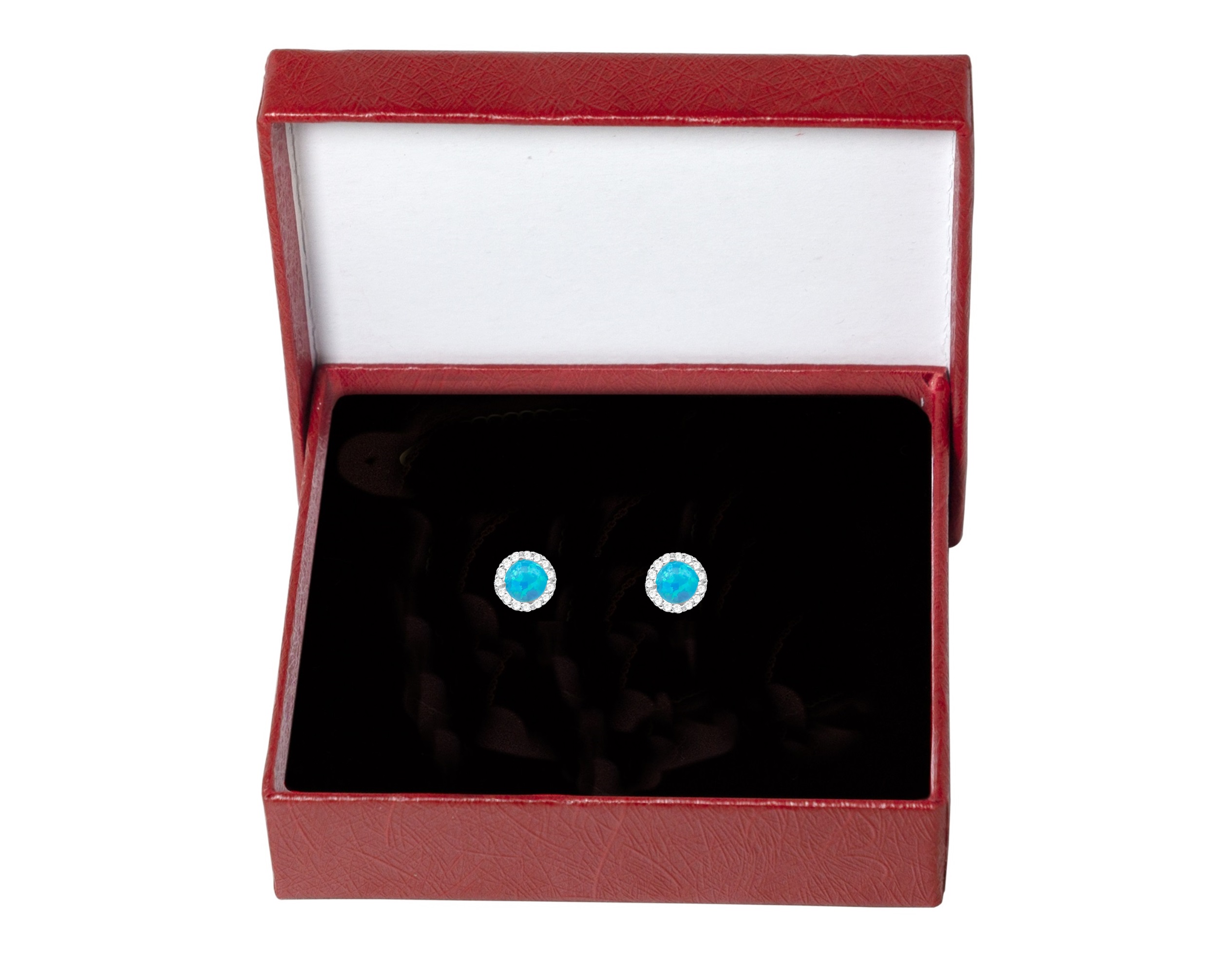 Arete Broquel Plata 925 Horoz Ópalo Azul .925 SP924