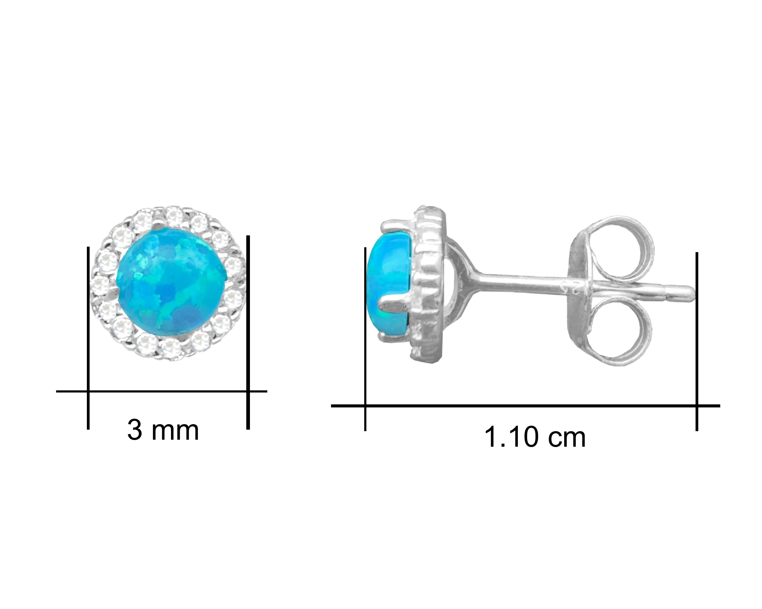 Arete Broquel Plata 925 Horoz Ópalo Azul .925 SP924